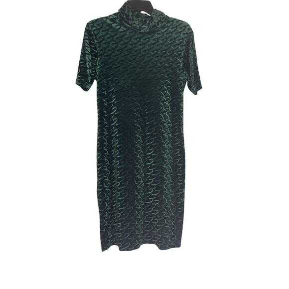 Apart Impressions Dresses & Skirts - VTG 90s Apart Impressions Emerald Green Textured Velvet Mock Neck Dress Size 10